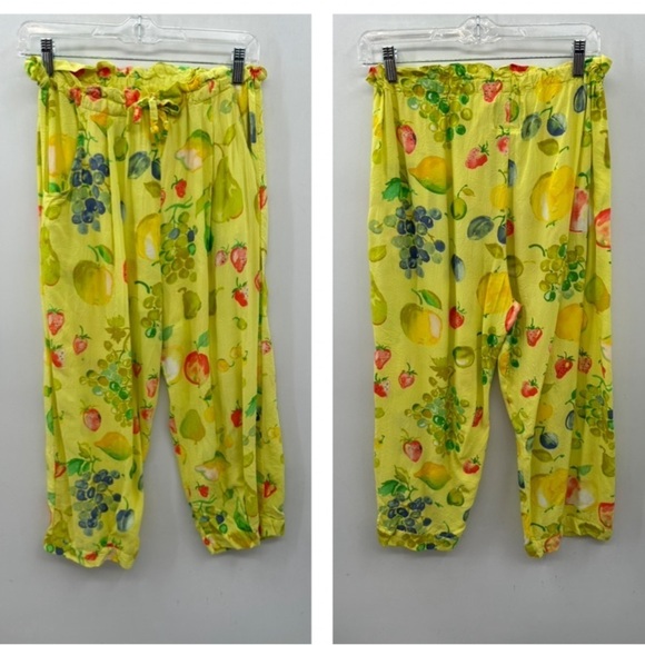 JAMS WORLD FOODART FRUITS vintage rare loose lightweight womans capri M - Picture 1 of 12